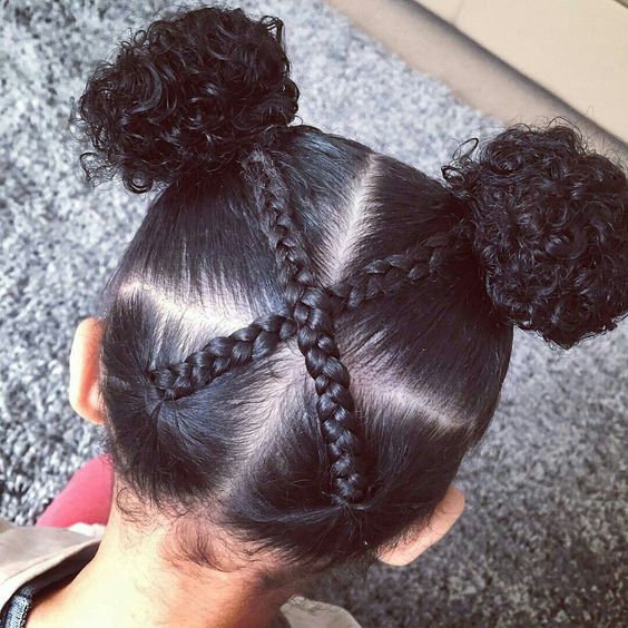 Penteado infantil com tranças afrobraid kanekalon