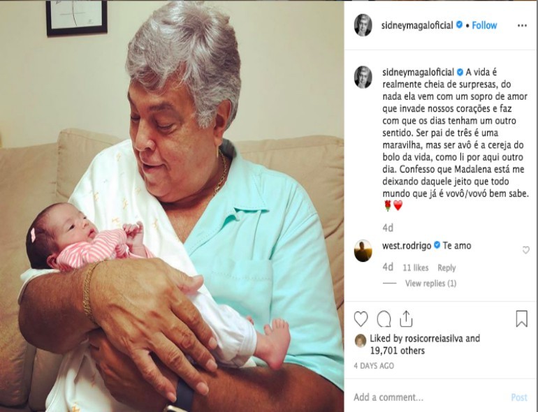 Sidney Magal comenta sobre neta recém-nascida: 'ser avô é a cereja do bolo  da vida' • Canguru News