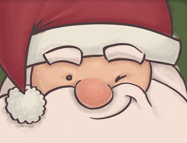 Ilustração de Papai Noel piscando o olho