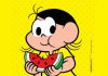 Magali, personagem da Turma da Mônica, come melancia em ilustração de cartilha que reúne cuidados com alimentos durante pandemia.