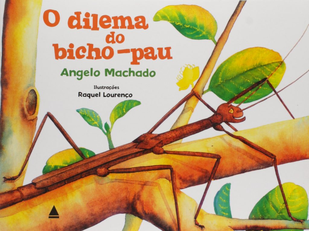 Capa do livro O dilema do bicho-pau, do escritor mineiro Angelo Machado. O autor valorizava em suas obras a curiosidade, a inteligência, a esperteza e o ponto de vista da criança.