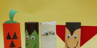 Halloween: como fazer bonecos horripilantes com rolinhos de papel higiênico; imagem mostra bonecos de Halloween feitos com rolos de papel higiênico