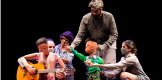 Espetáculo infantil online aborda a saga de uma criança refugiada; reprodução de cena do espetáculo 