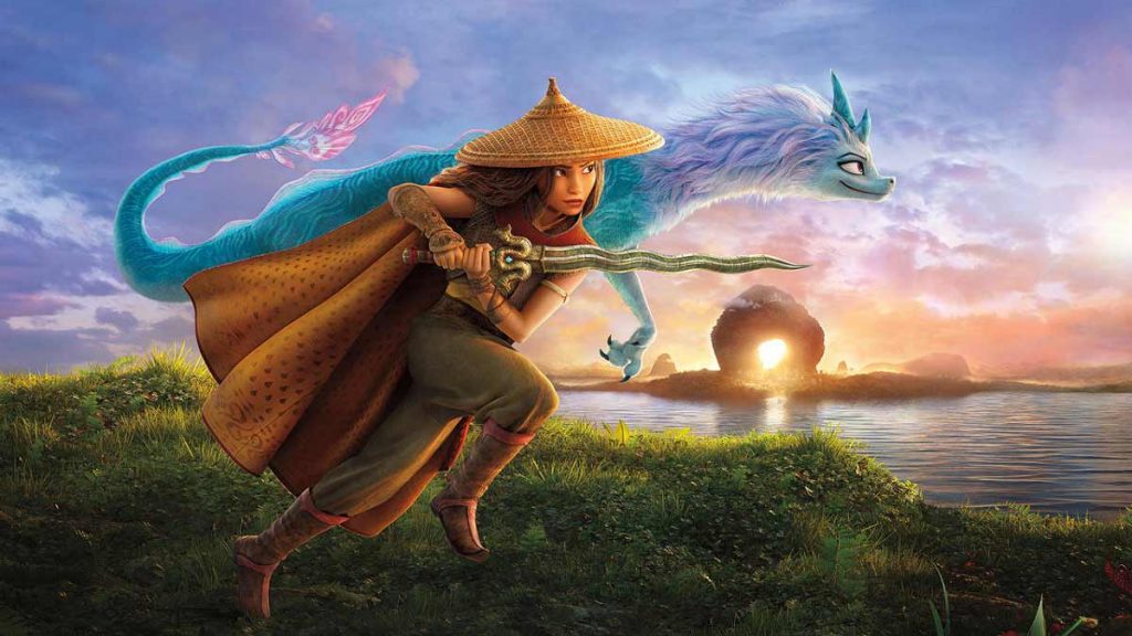 8 lançamentos do streaming para assistir com a família; imagem de "Raya e o último dragão", com as personagens Raya e Sisu