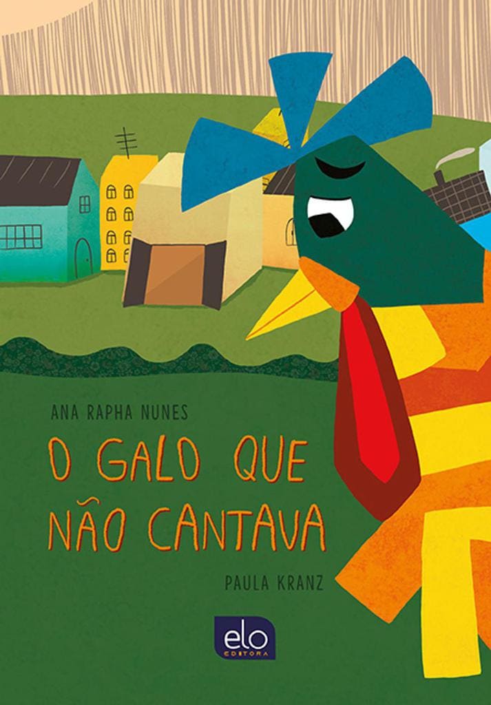 Dois livros infantis que falam sobre galos e seus cantos; capa do livro "O galo que não cantava"