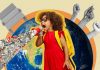 Ativismo infantil: as crianças devem se envolver com temas polêmicos?; colagem com criança com vestido vermelho, mochila amarela e óculos gritando em um megafone