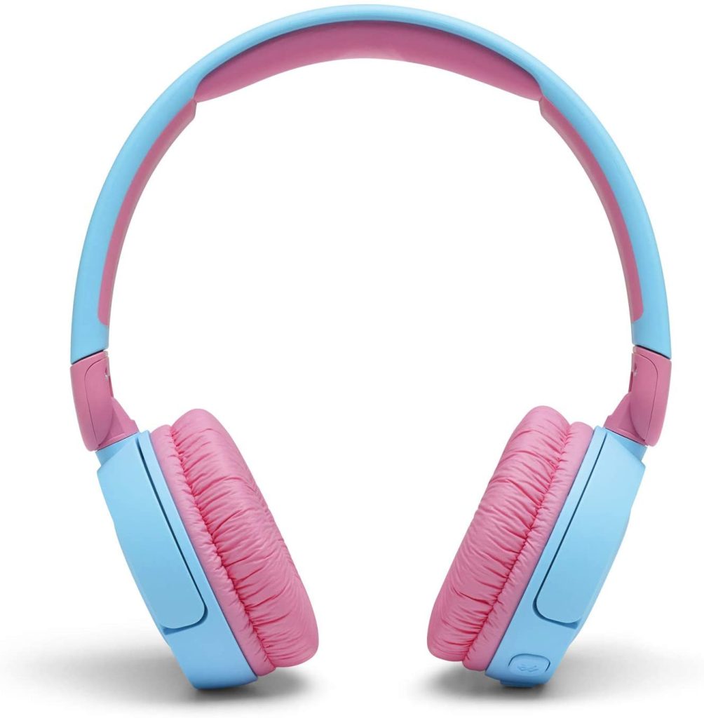 Wireless pink and light blue children's earphones