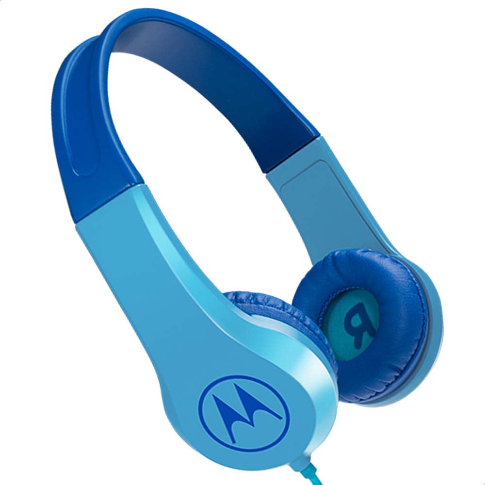 Motorola headphones in blue color with noise distributor and cable