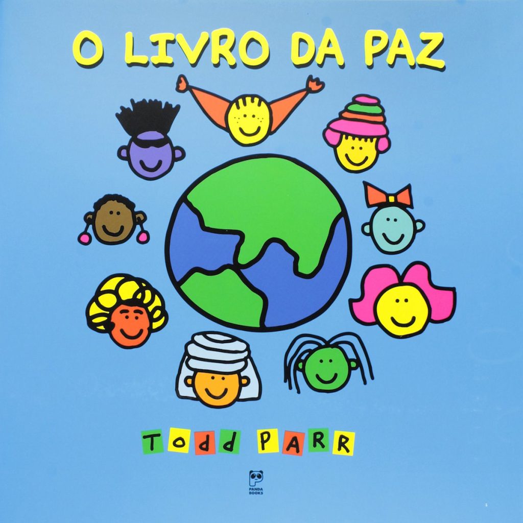 Capa de "O livro da paz"traz ilustração da Terra rodeada por cabeça de diferentes crianças