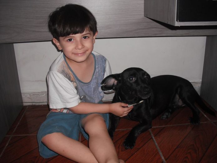 Samuel e o cachorro Deco