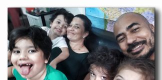 NIltinho, a esposa Giseli Silva, e os filhos