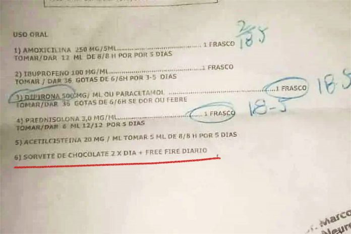 Médico receita sorvete e Free Fire a menino com dor de garganta