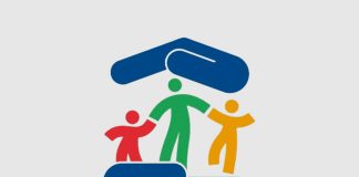 Ilustração símbolo do conselho tutelar mostra adulto segurando as mãos de duas crianças