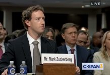 Mark Zuckerberg durante audiência no senado americano