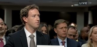 Mark Zuckerberg durante audiência no senado americano