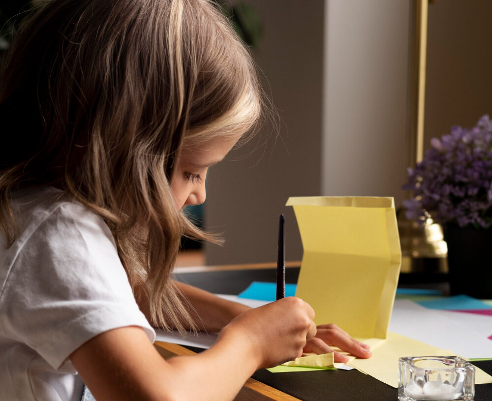 Criança escrevendo carta
Foto: Freepik