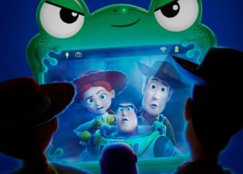 Em Toy Story 5, quem antagoniza com os brinquedos é Lilypad, um tablet, que chega às mãos de Bonnie e rouba toda a sua atenção
Foto: Divulgação
